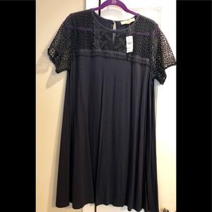 NWT! LOFT Navy Blue Crochet Sleeve Dress